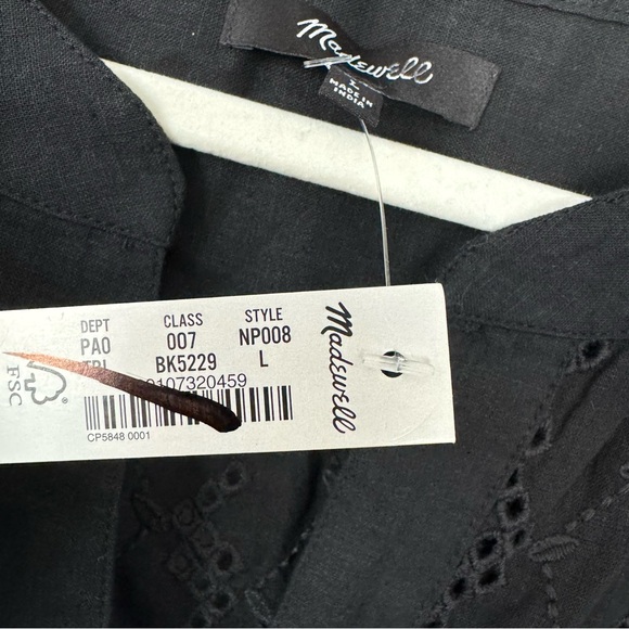 Madewell Long Sleeve Pop Over Top in Eyelet - Picture 7 of 11